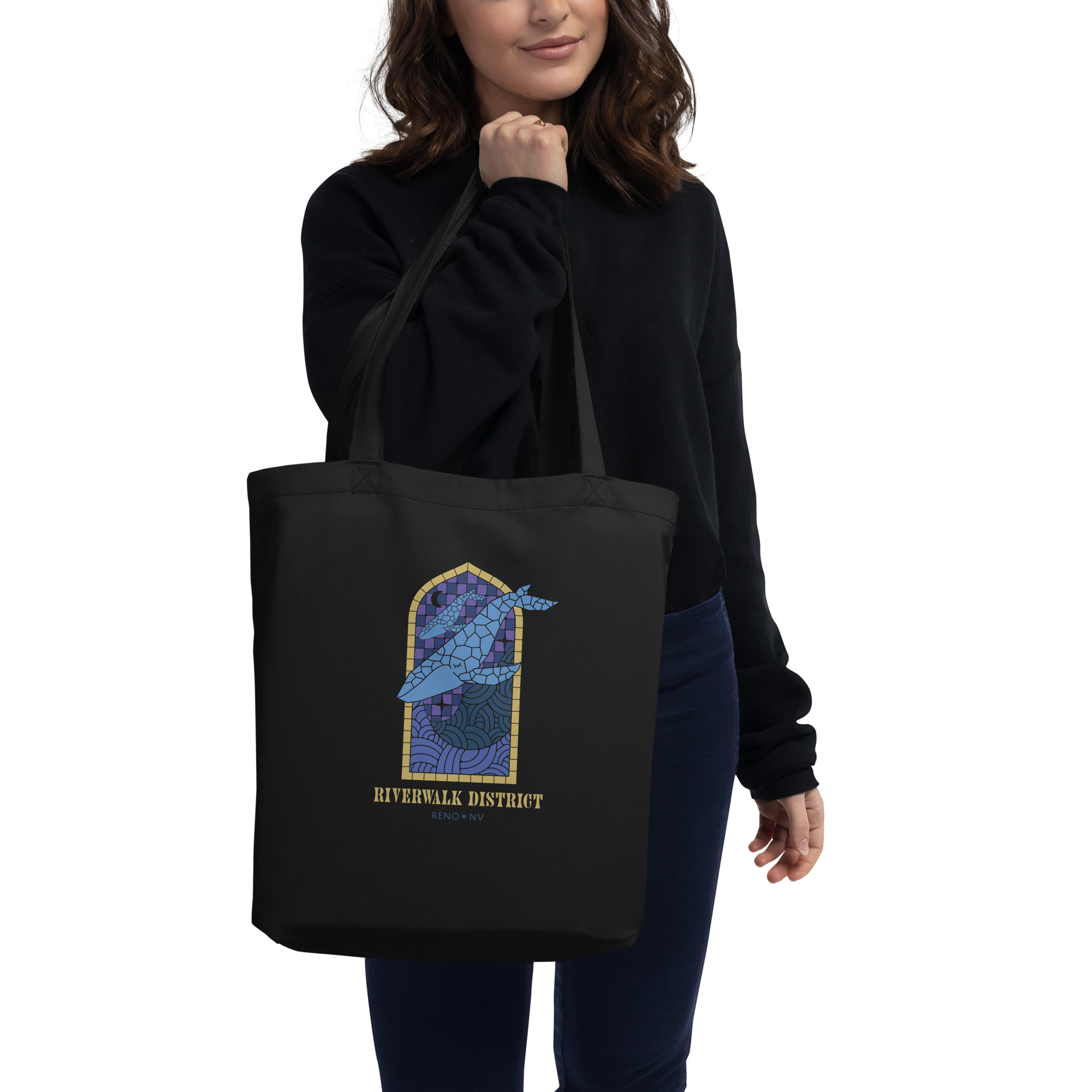 Reno Stained Glass Whale Eco Tote Bag